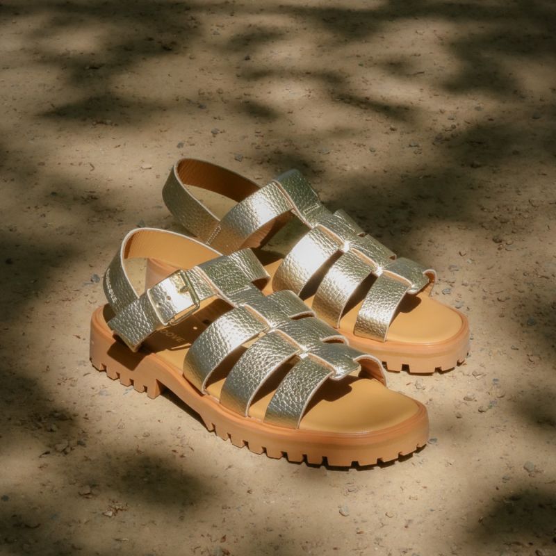 MALTA SANDALE W - GRAINED LEATHER - GOLD